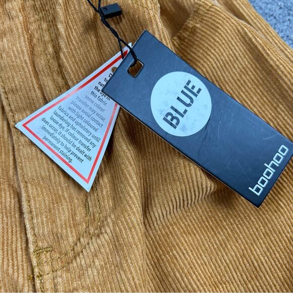 🆕 Boohoo Corduroy Pants Womens Size 6 Cords Split Hem Mustard Tan High Rise - Picture 6 of 14